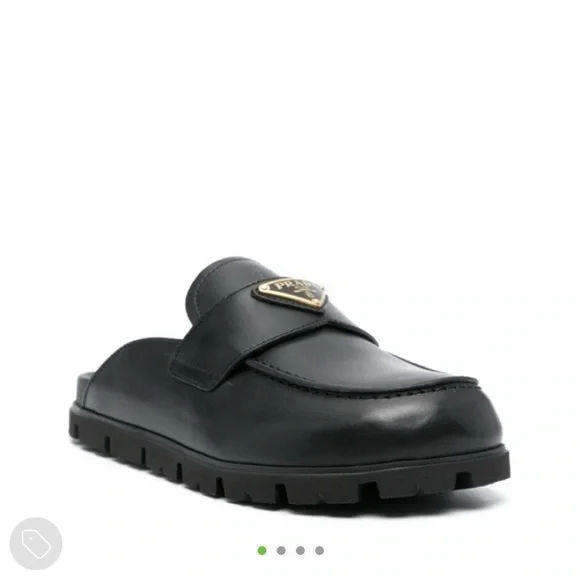Prada Black Leather Slip-On Loafers
